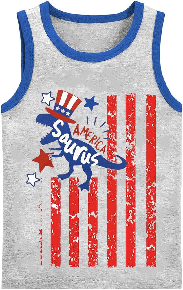 Toddler Boy Girl 4th of July Tank Cotton Kids American Flag Shirts Patriotic Outfit Independence Day Tees Top