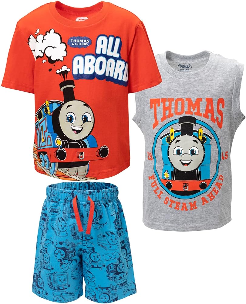 Thomas & Friends Tank Engine 3 Piece Outfit Set: T-Shirt Tank Top Shorts