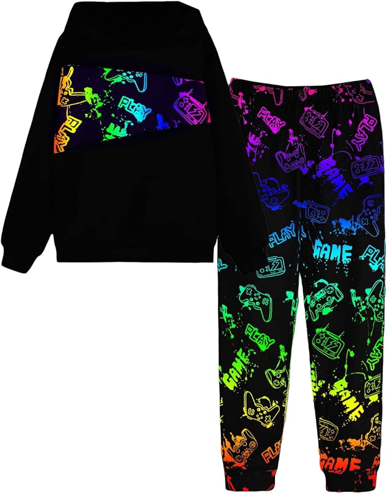 MakeMeChic Boy's Tracksuit 2 Piece Sweatsuit Set Letter Graphic Hoodie Sweatshirt and Jogger Pants