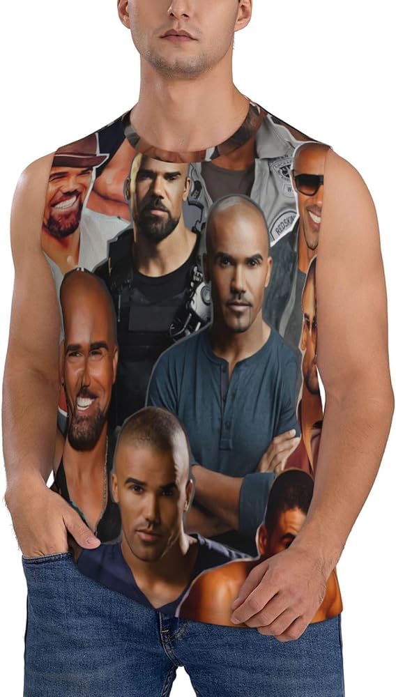 Shemar Moore Tank Top Men's Summer Casual Novelty Polyester Sleeveless Tee Shirts for Men