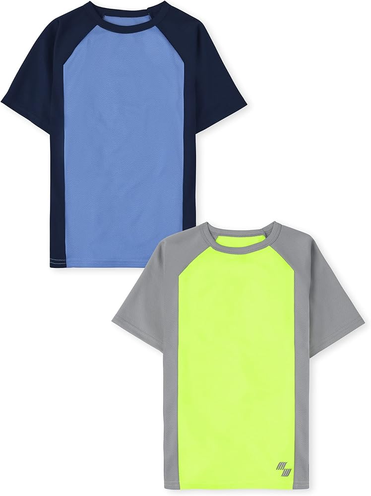 The Children's Place 2 Pack Boys Short Sleeve Moisture Wicking and Quick Drying Mesh Performance Top 2-Pack