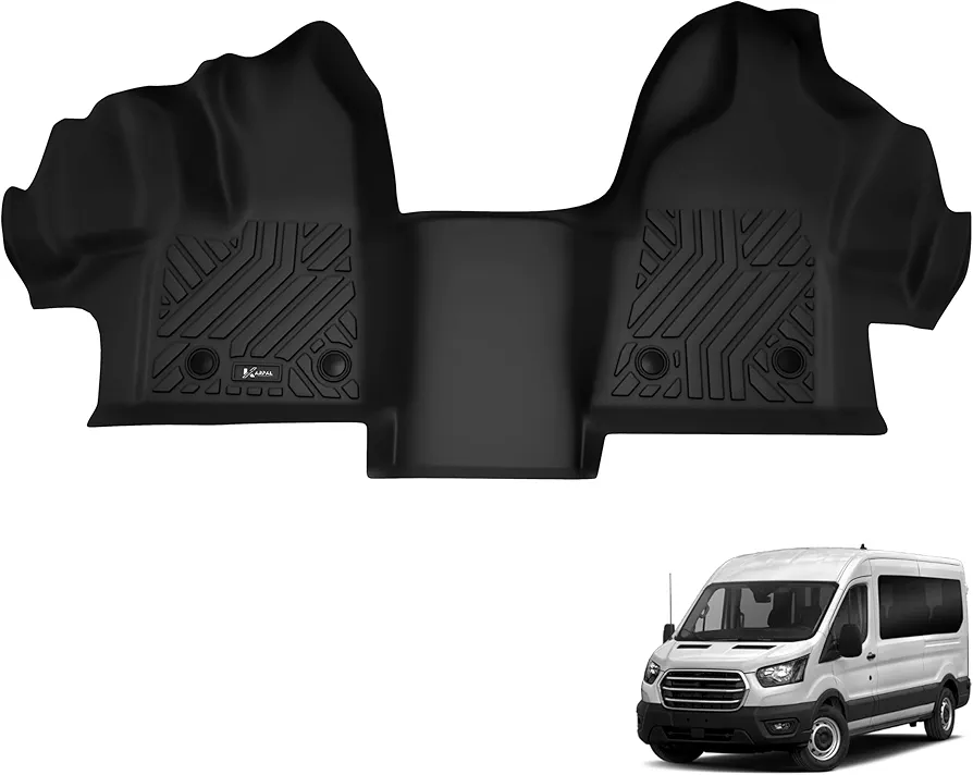 KARPAL Floor Mats Front Liner Fit for 2015 2016 2017 2018 2019 Ford Transit - 150/250/350/350HD (No Transit Connect) Custom Fit Transit TPE All Weather Rubber Guard Car Mats Accessories