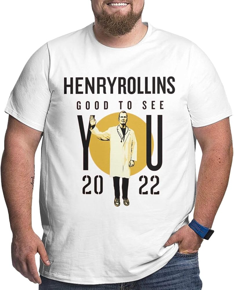 Henry Rollins Plus-Size t Shirt Boys Fashion Loose Fit Crew Neck Short Sleeve Big and Tall Cotton Top Tees