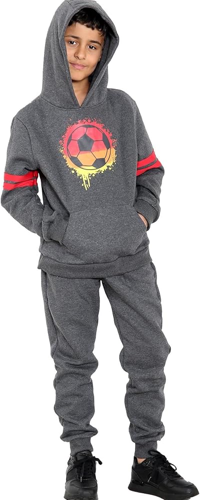 A2Z 4 Kids Boys Tracksuit Football Print Hooded Pullover Hoodie Bottom Jogging Suit Joggers 2 Piece Gift Age 5-13 Years