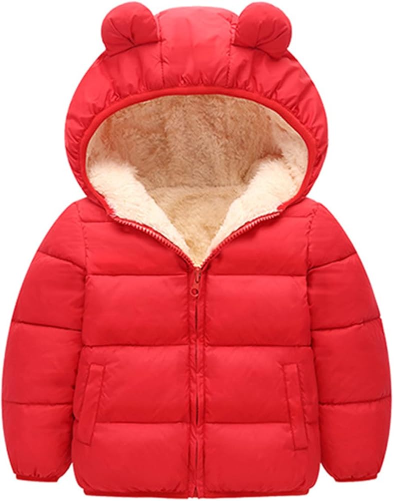 Snow Outfit Toddler Boy Girls Padded Snowsuit Infant Winter Clothes Hooded Bear Ears Jacket Coat 24 Month