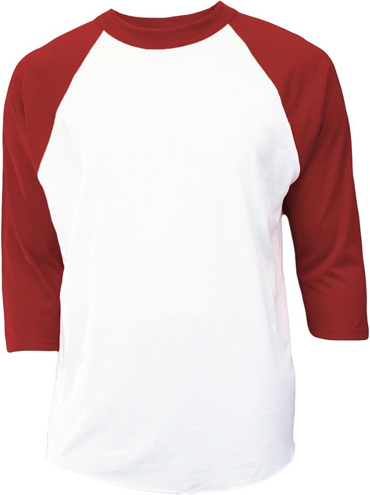 Soffe Boys' Raglan Baseball50C/50P White/Red LRG