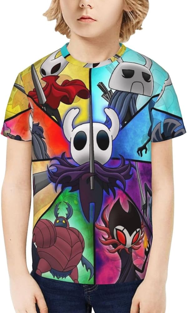 Hollow Gaming Knight Unisex Graphic T-Shirts Crewneck Summer Shirt Short Sleeve Tops Blouse for Boys Girls