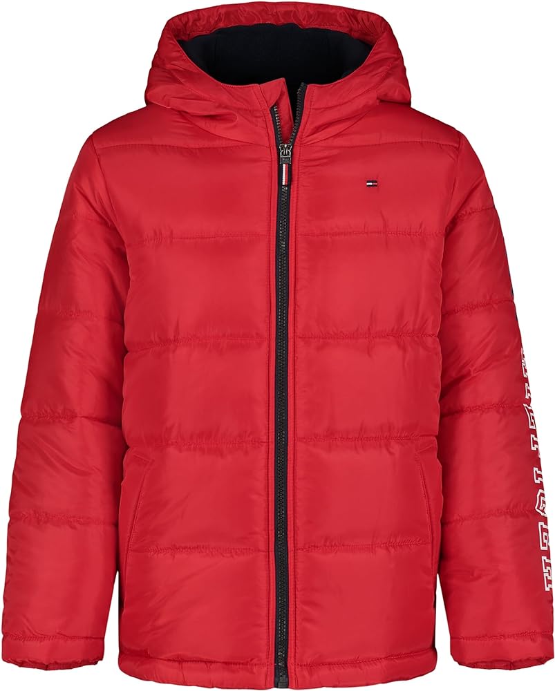 Tommy Hilfiger Boys' Heavy Weight Hooded Puffer Jacket with Polar Fleece Lining