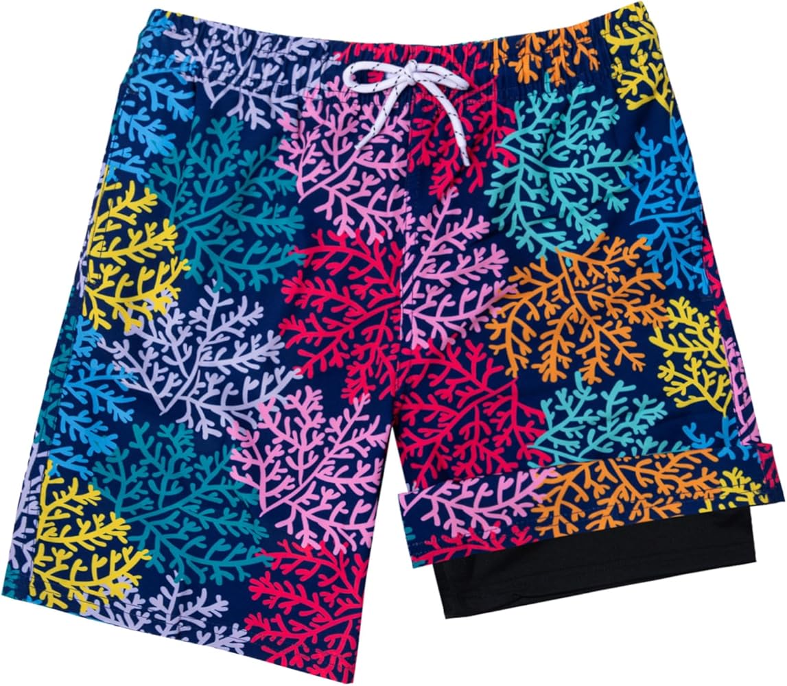 Boys Swim Trunks with Compression Liner,Big Boy Bathing Suit Swimwear