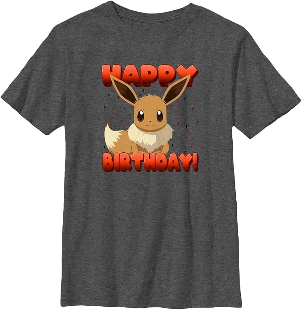 Pokemon Kids Eevee Birthday Boys Short Sleeve Tee Shirt