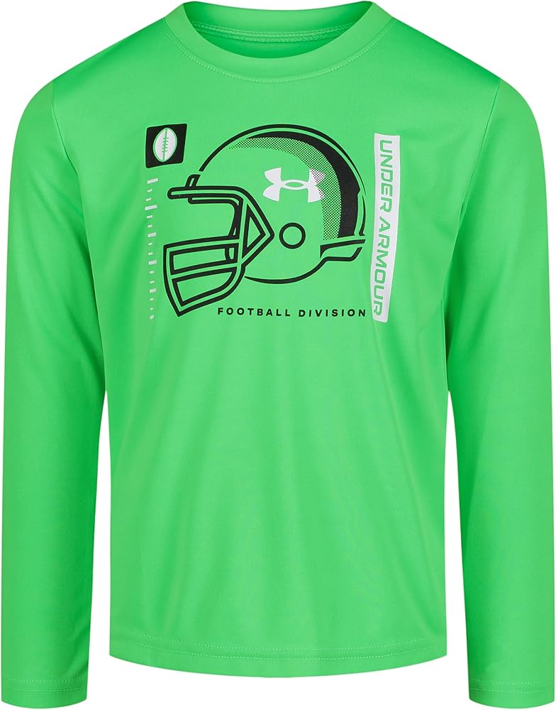 Under Armour Boys Long Sleeve Shirt, Crewneck, Lightweight and Breathable, Green Screen Football, 2T US