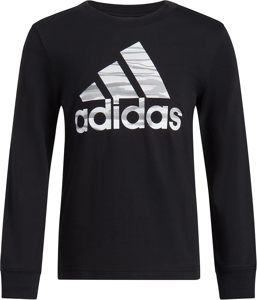 adidas Boys' Long Sleeve Cotton Camo Bos Logo T-Shirt