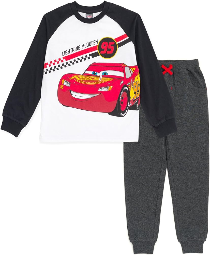 Disney Cars Mickey Mouse T-Shirt and French Terry Pants Outfit Set Infant to Big Kid Sizes (18 Months - 10-12)