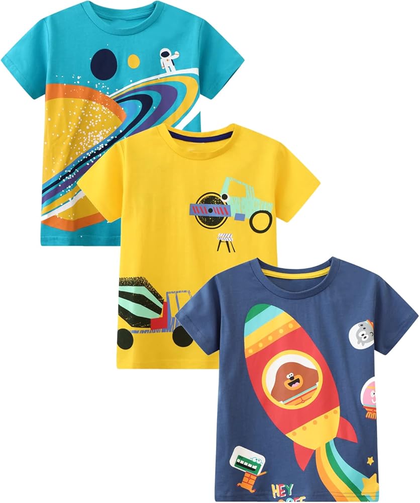 Toddler Boys' Short Sleeve Tees Cotton Casual Graphic Crewneck Summer Top Clothes T-Shirts