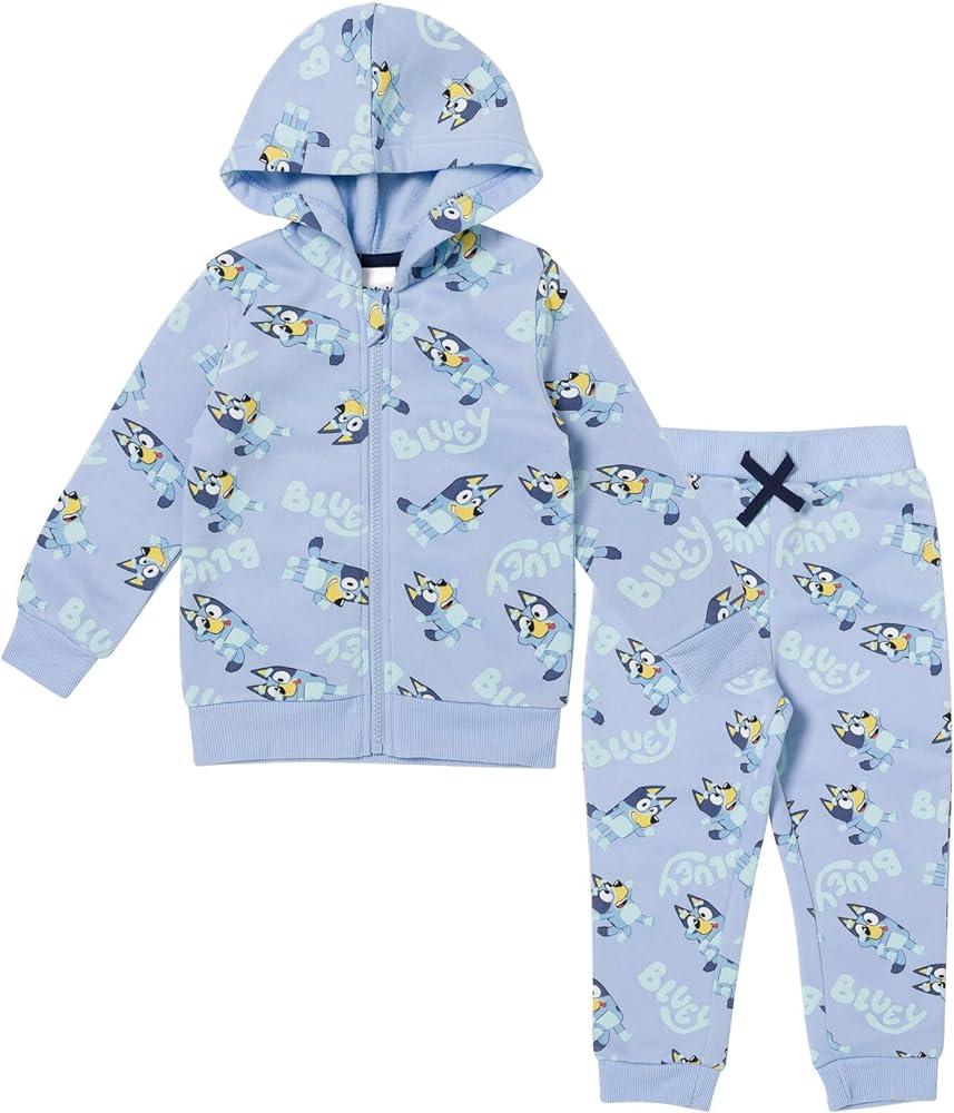 Bluey Fleece Zip Up Hoodie Set Toddler to Big Kid