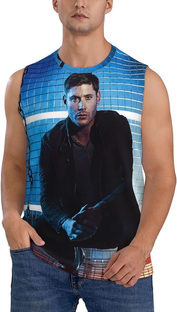 Jensen Ackles Tank Top Men's Summer Casual Novelty Polyester Sleeveless Tee Shirts for Men