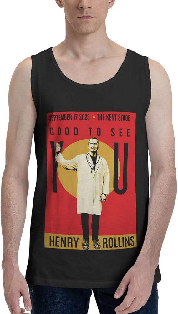 Henry Rollins Tank Top Man's Summer Sleeveless Tee Cool Workout Swim Beach Shirts for Bodybuilding Gym Fitness Training