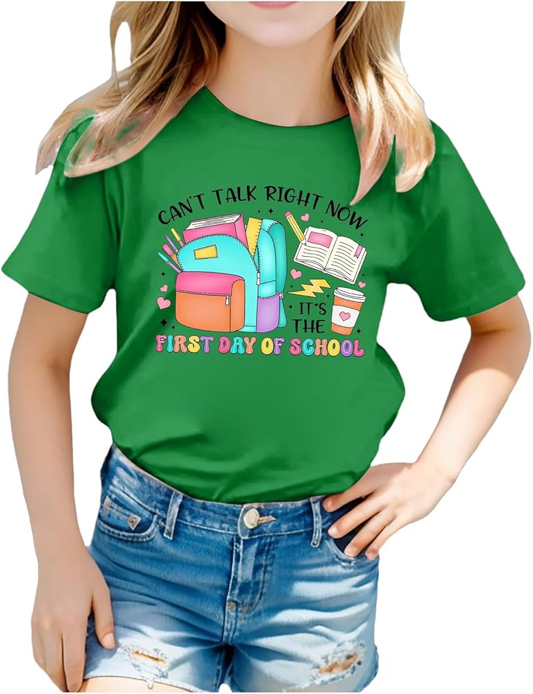 Kids First Day of School Shirt Teacher's Back to School Graphic Tee Tops Casual Summer Loose Fit T-Shirt