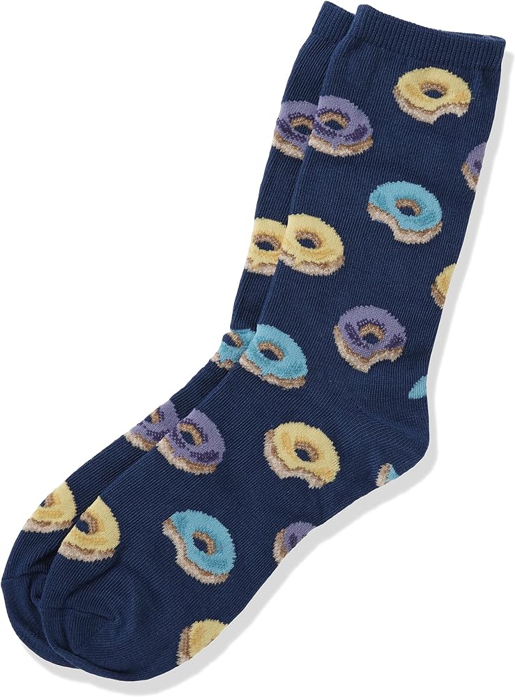 Hot Sox Boys' Big Food Novelty Casual Crew Socks, Dark Blue, 10-13 (S/M)