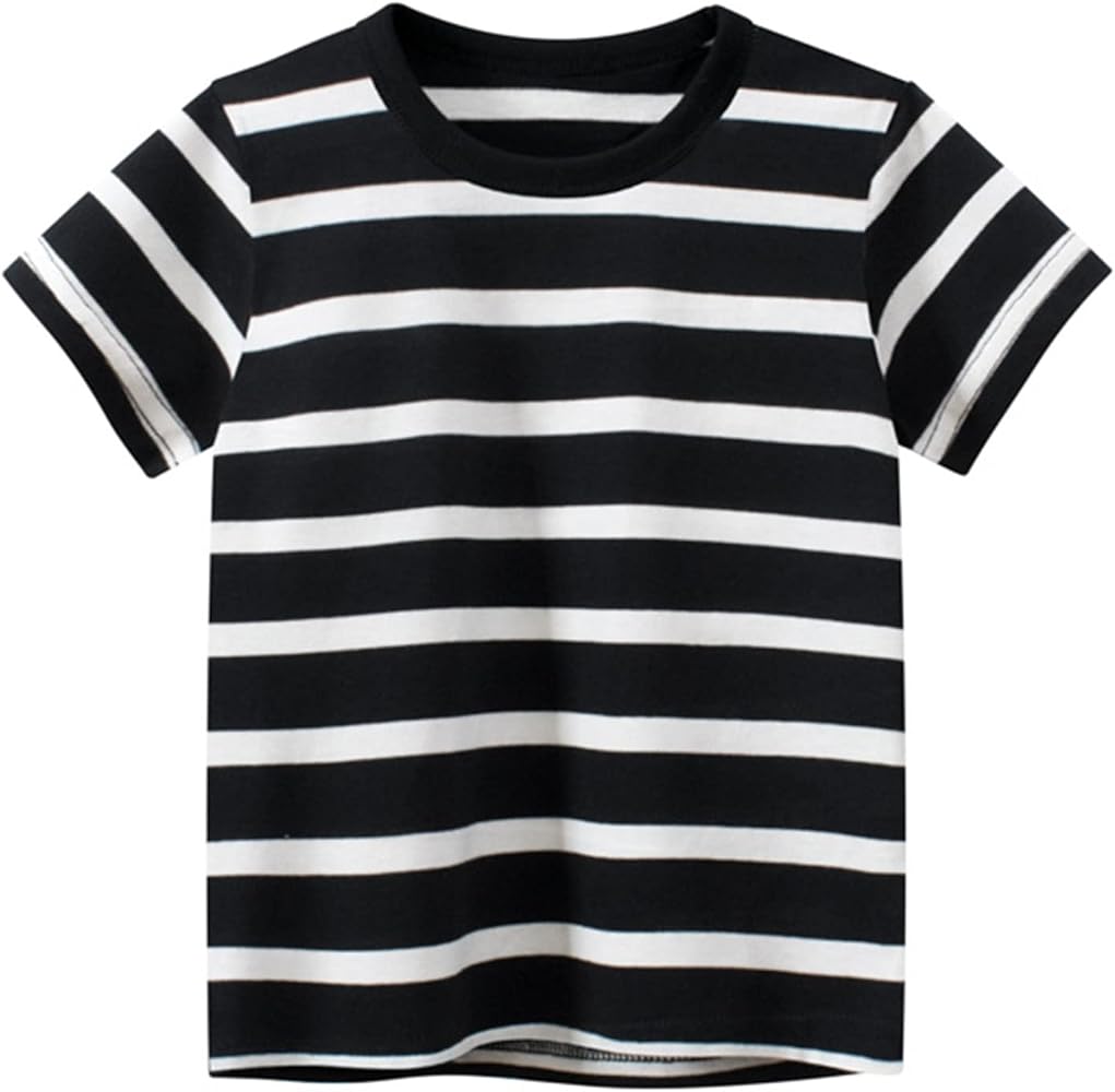 Toddler Kids Baby Boys Girls Striped Short Sleeve Crewneck T Shirts Tops Tee Clothes Teen Boys Cool Clothes