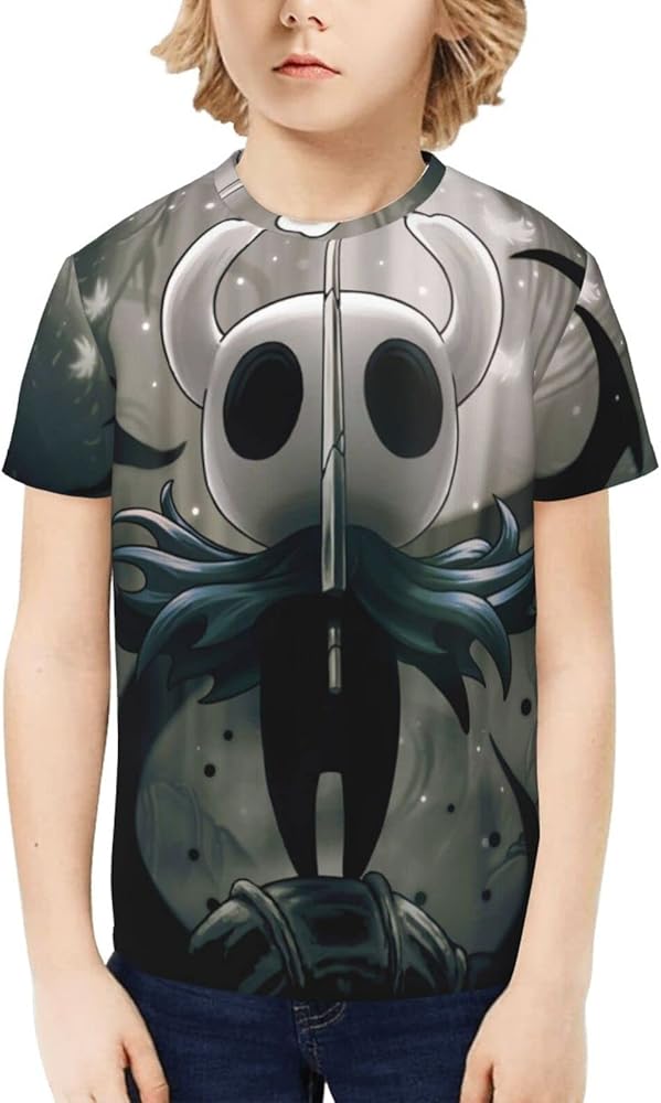 Hollow Gaming Knight Unisex Graphic T-Shirts Crewneck Summer Shirt Short Sleeve Tops Blouse for Boys Girls