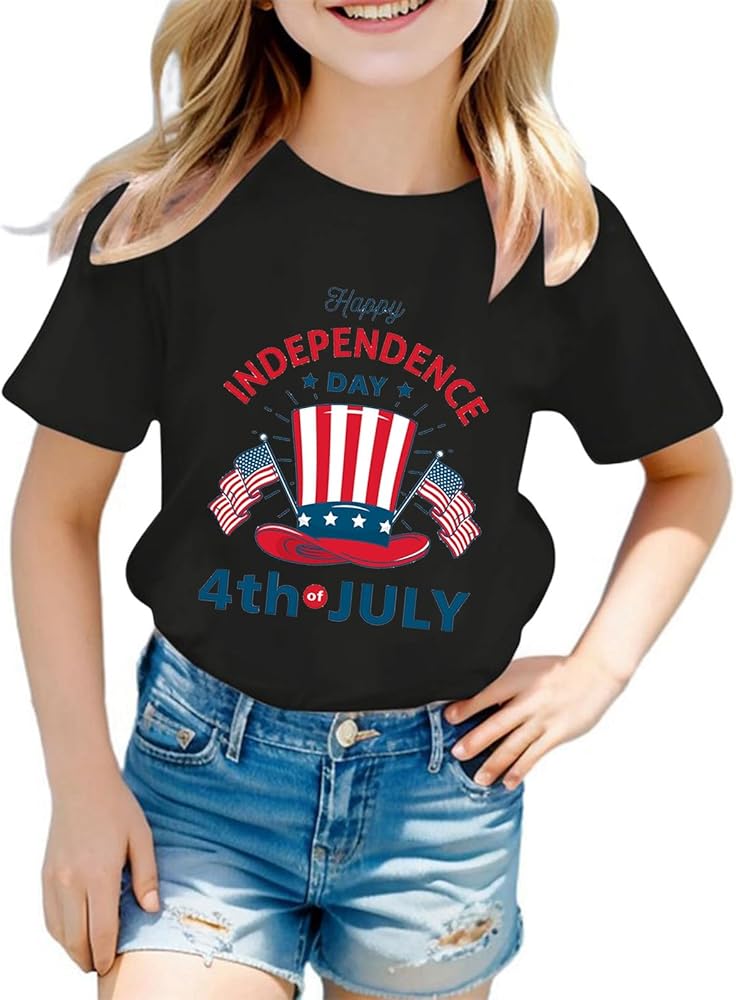 Toddler Boy Girl 4th of July Outfit American Flag Funny T-Shirt Casual Short Sleeve Crewneck Independence Day Tops Tees 3-10 Years,American Flag Shirt Toddler Boy,Fourth of July Toddler Boy Shirt