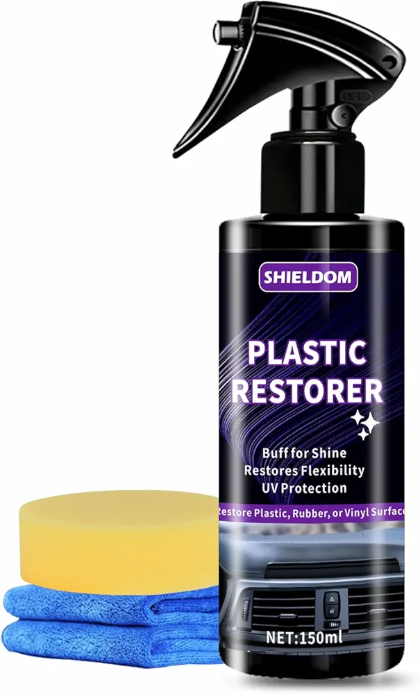 Plastic Restorer for Cars Ceramic Plastic Coating Plastic Trim Quick Restoration Bring Plastic, Rubber, and Vinyl Back to Life, Buff for Shine, Restore Flexibility, UV Protection - 5oz/150ml