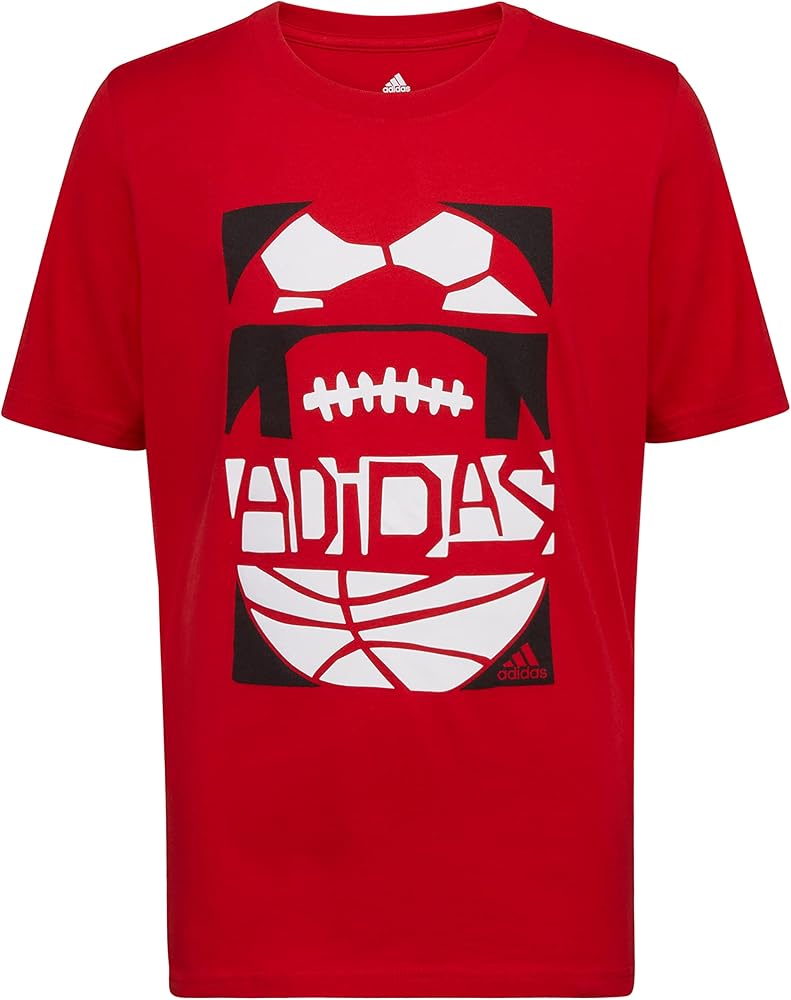 adidas Boys' Short Sleeve Cotton Field Goals Graphic Tee T-Shirt