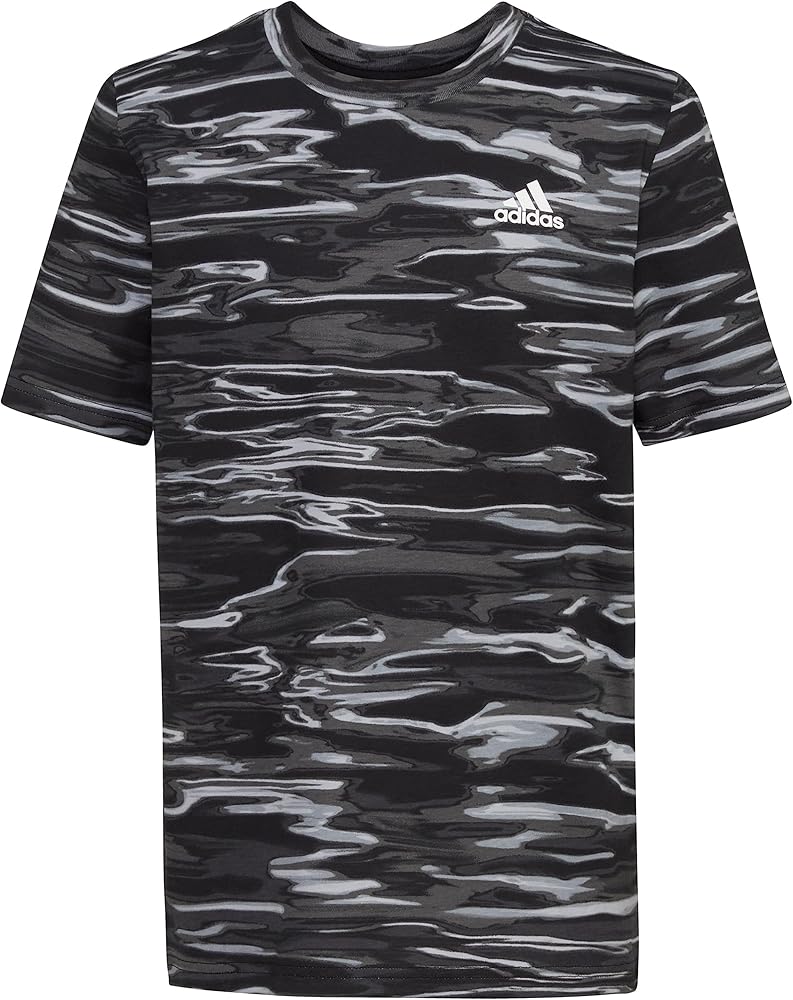 adidas Boys' Short Sleeve Cotton Allover Camo Bos Logo T-Shirt