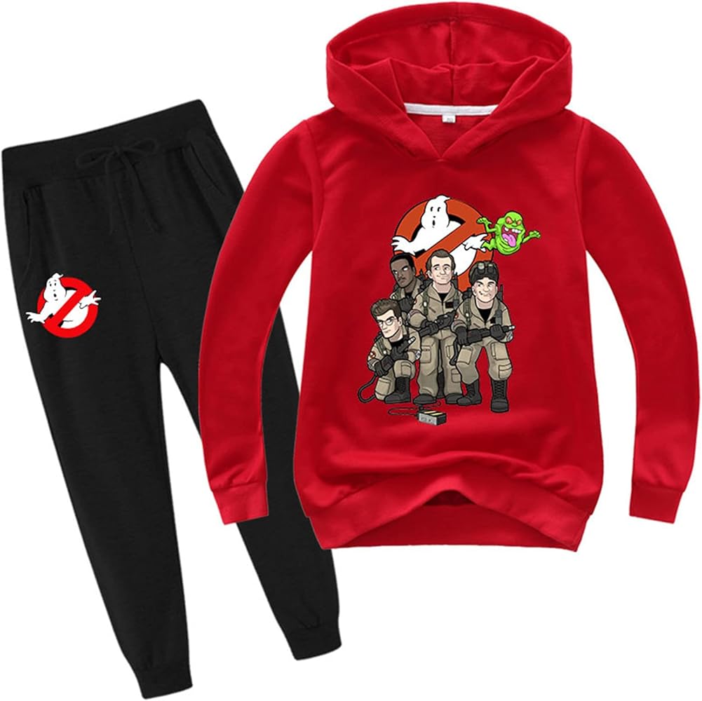 Unisex Girls Boys Ghostbusters Pullover Hoodies and Long Pants Set,Casual Hooded Sweat Suit for Kids