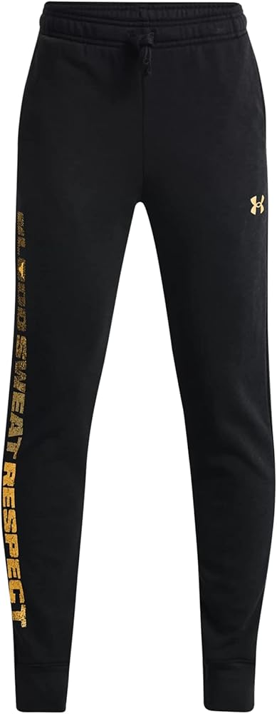 Under Armour Boys Tech Terry Youth Joggers (as1, Alpha, s, Regular, Project Rock/Black/Steeltown Gold - 001)