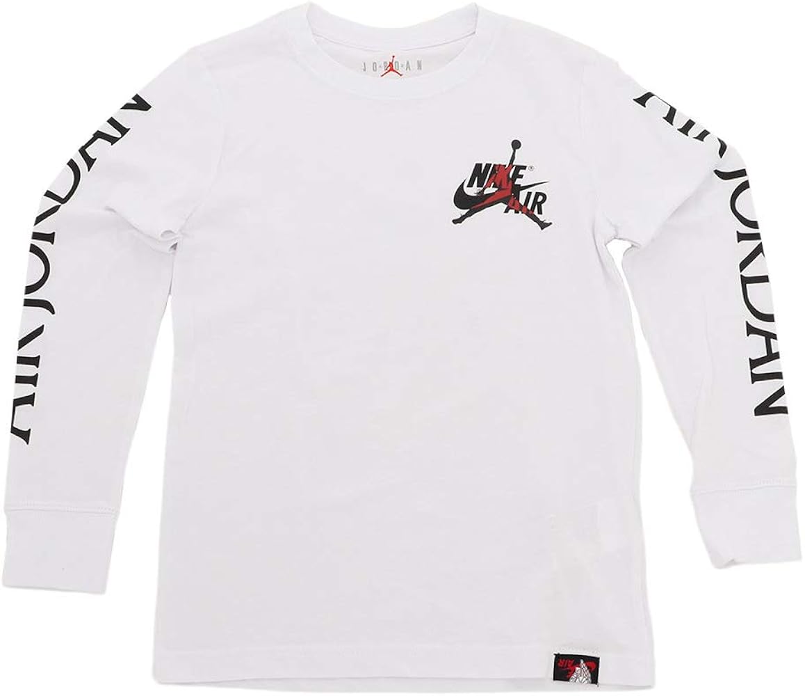 Nike Air Jordan Boy's Jumpman Long Sleeve T-Shirt (White 23, X-Large)