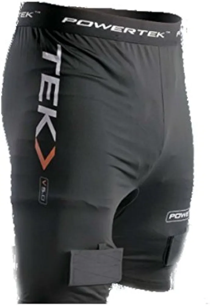 PowerTek Junior Boy's Compression Fit Ice Hockey Jock Shorts, Cup & Sock Tabs