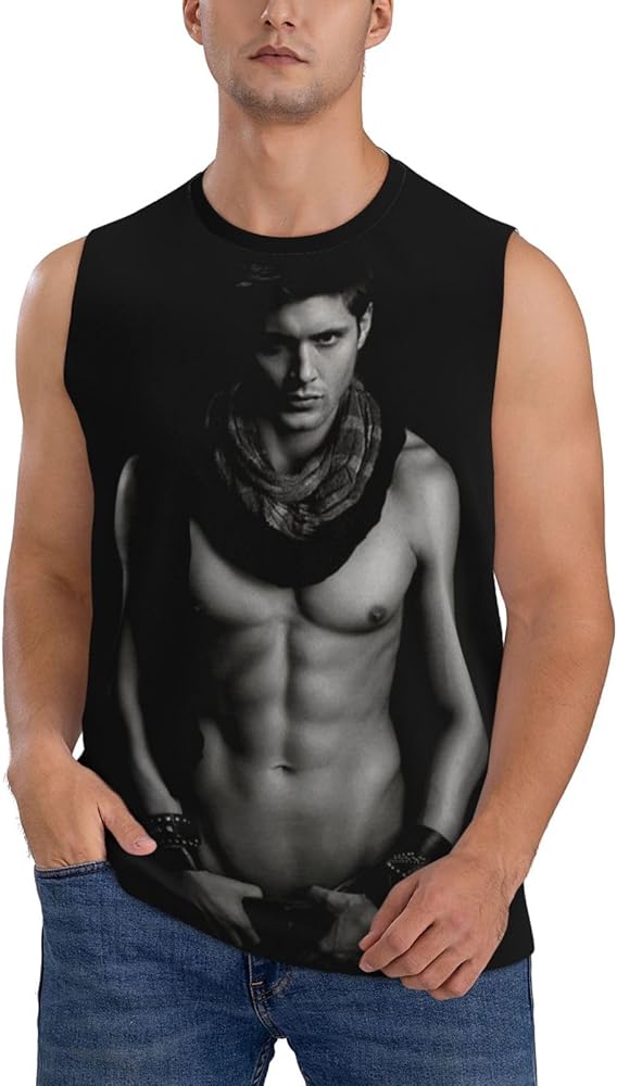 Jensen Ackles Tank Top Mens Summer Casual Novelty Polyester Sleeveless Tee Shirts for Men