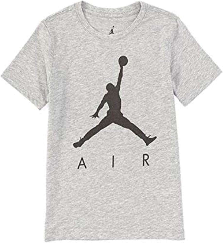 Nike AIR Jordan Boys' Jumpman T-Shirt (Grey/Black, Large)