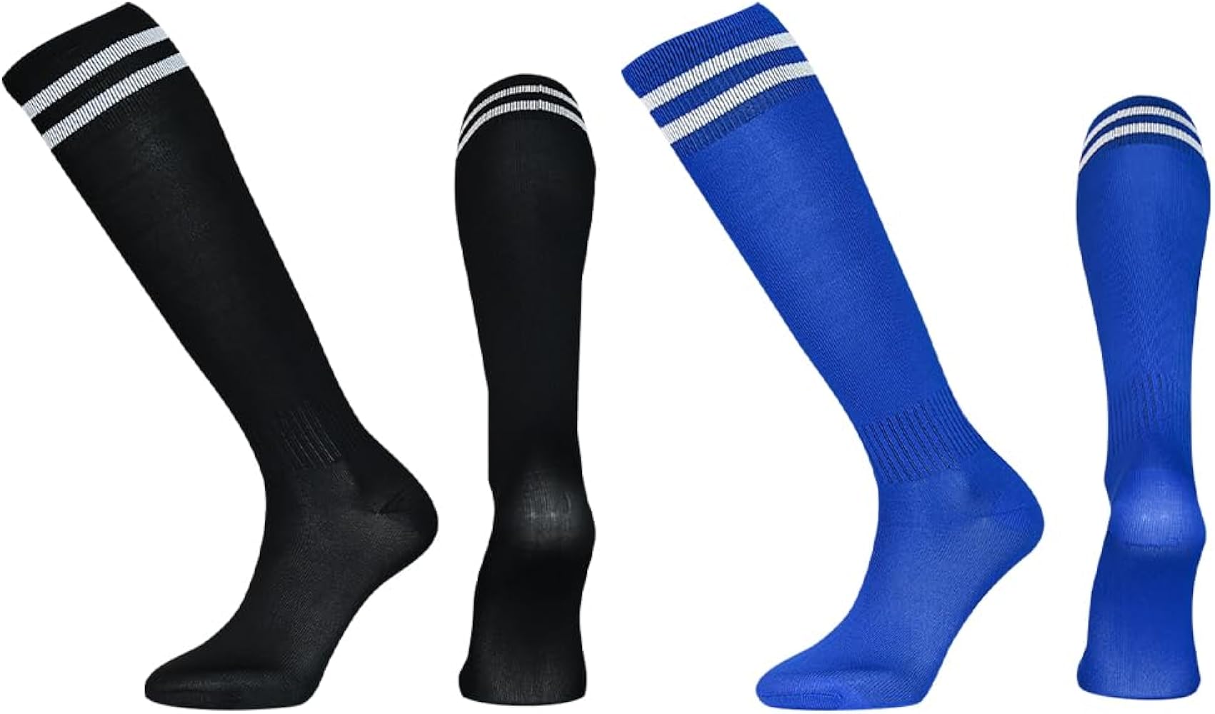 GSHLLO 2 Pairs Long Kids Football Socks Comfortable Breathable Thin Sports Socks Stripe Athletic Socks Knee High Unisex Socks