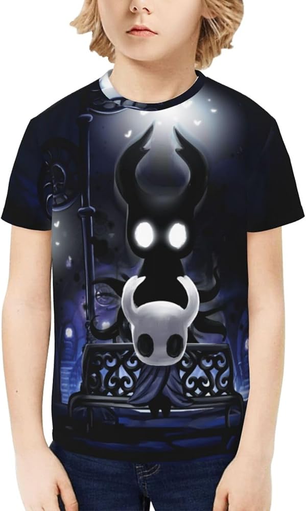 Hollow Gaming Knight Unisex Graphic T-Shirts Crewneck Summer Shirt Short Sleeve Tops Blouse for Boys Girls