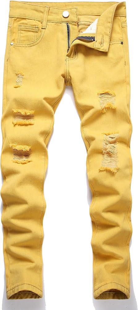 Boys' Ripped Skinny Stretch Jeans, Fashionable & Comfortable Slim Fit Denim Jeans Pants for Active Little Guys