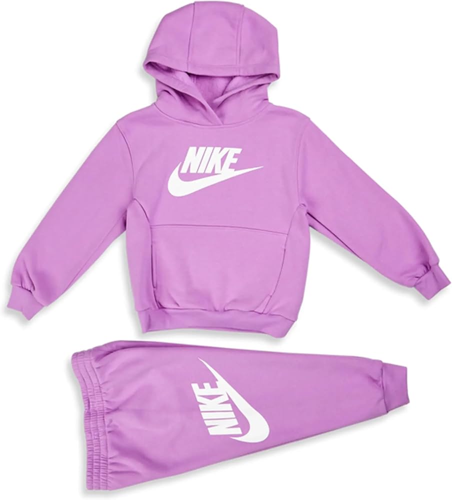 Nike SPORTSWEAR KIDS'S CLUB FLEECE PULLOVER HOODIE AND JOGGER SET (US, Numeric, 4, Regular, RUSH FUCHSIA)