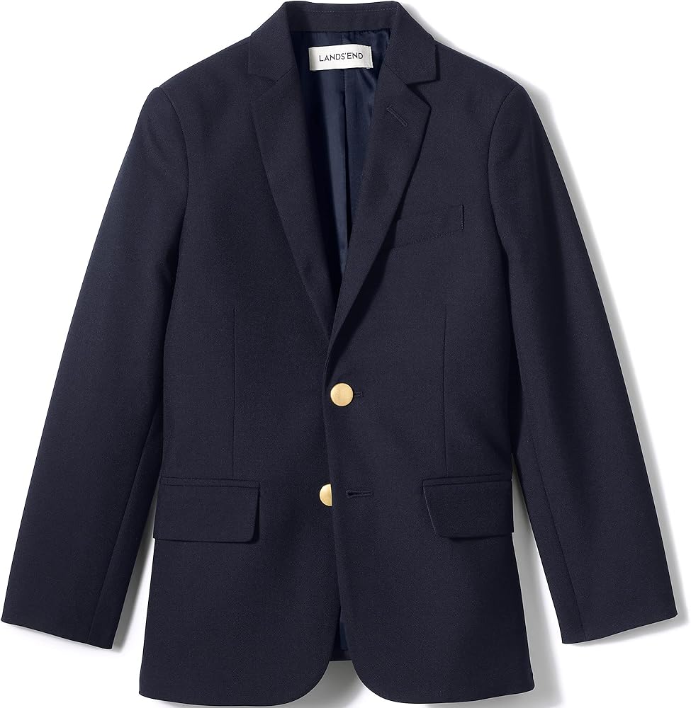 Lands' End School Uniform Boys Tailored Fit Hopsack Blazer