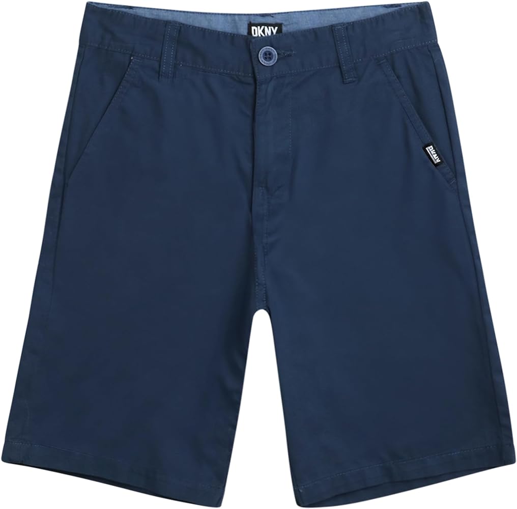 DKNY Boys' Shorts - Classic Fit Flat Front Twill Chino Shorts - Casual Summer Shorts for Boys (8-18)