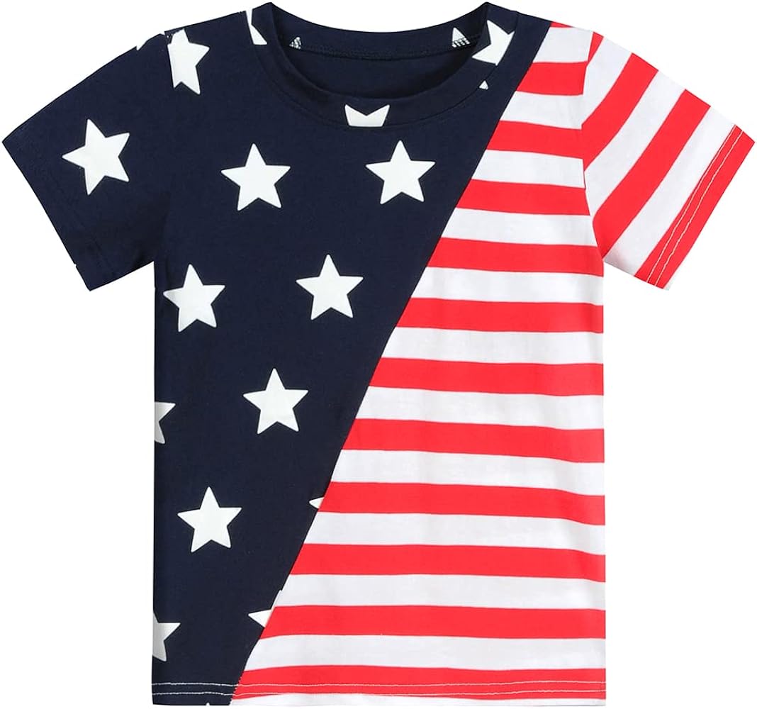 Boys American Flag T-Shirt Stars and Stripes Patriotic Tee Little Boys 4th of July Shirt Memorial Day Clothes 2-8T