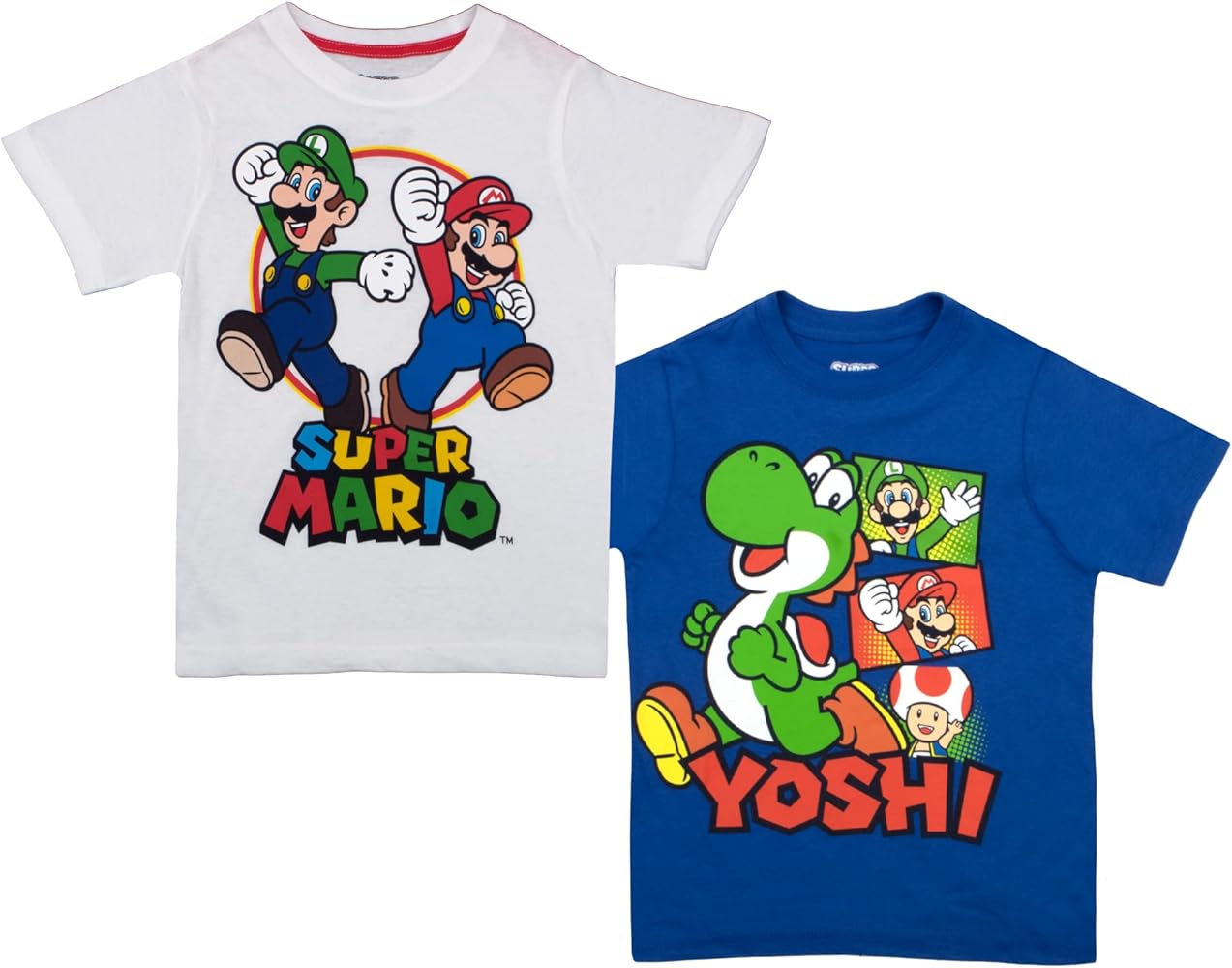 Nintendo Super Mario Bros. Boys Mario Kart & Friends Graphic Short Sleeve T-Shirts 2 Pack