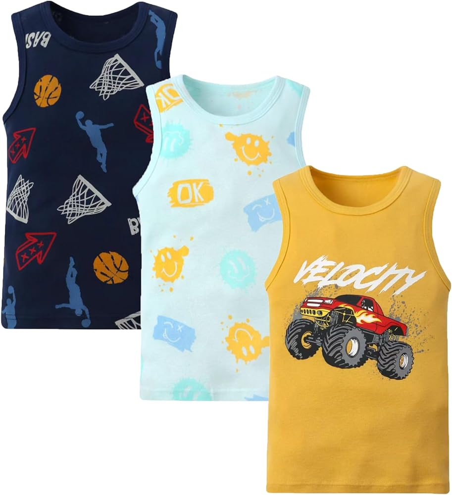 Toddler Boys' Tank Tops 3-Pack Sleeveless Tank Set