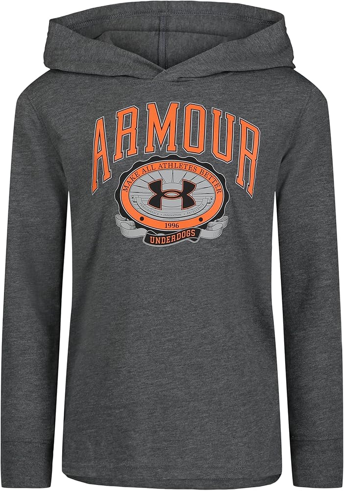 Under Armour Boys Long Sleeve Shirt, Crewneck, Lightweight and Breathable, Gray - Hooded, 3T US