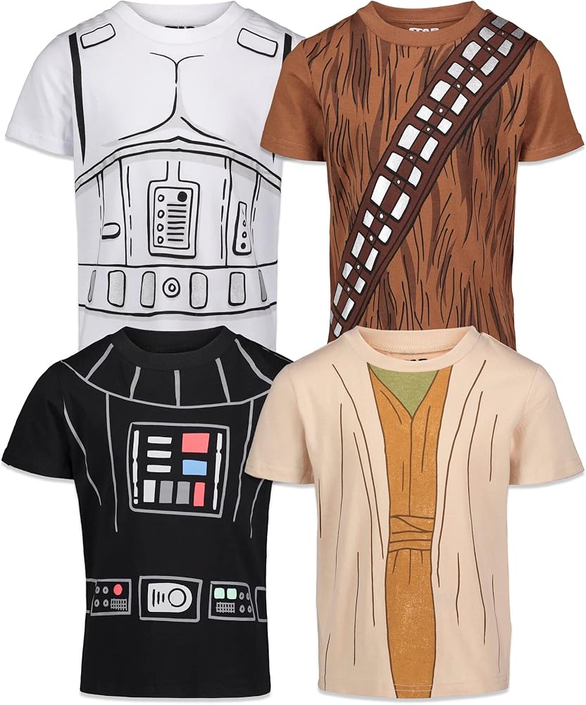 STAR WARS Chewbacca Stormtrooper Darth Vader 4 Pack T-Shirts Toddler to Big Kid