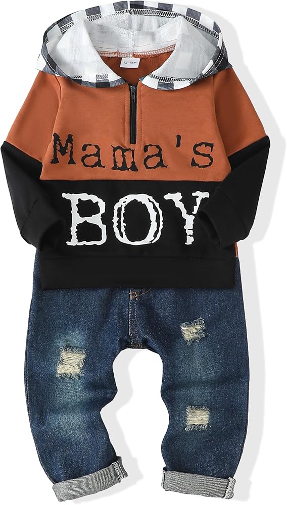 XUANHAO Toddler Baby Boy Clothes Infant Boy Outfits 12 18 24 Months 2T 3T 4T 5T Hoodie Jeans Pants Set Fall Winter Clothing