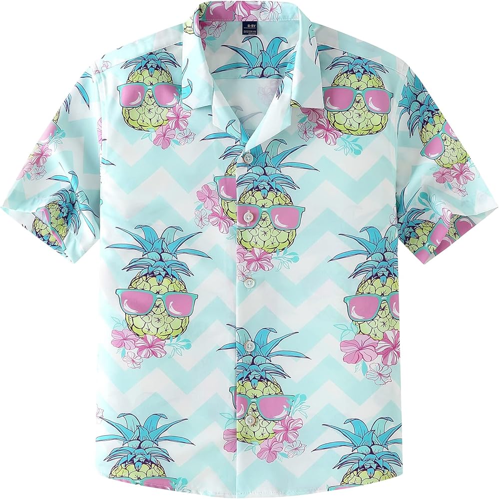 siliteelon Boys Hawaiian Shirts Short Sleeve Cotton Summer Beach Button Down Casual Aloha Luau Shirts for Kids