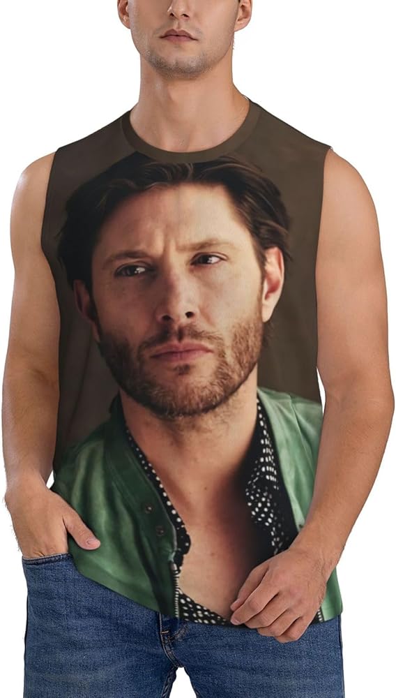 Jensen Ackles Tank Top Boys Summer Casual Novelty Polyester Sleeveless Tee Shirts for Men