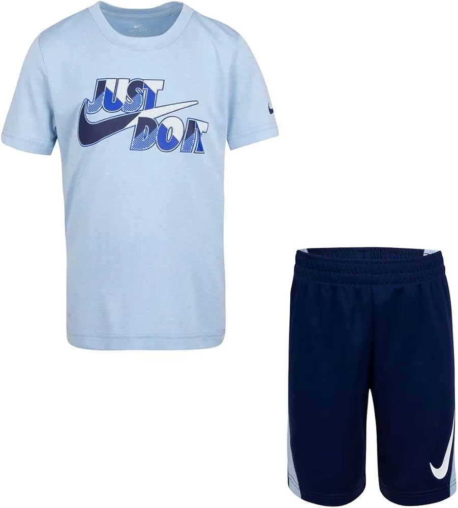 Nike Toddler Boys Dri-FIT Just Do It Tee & Shorts 2 Piece Set (Blue Void(86H819-U9J)/White, 2T)